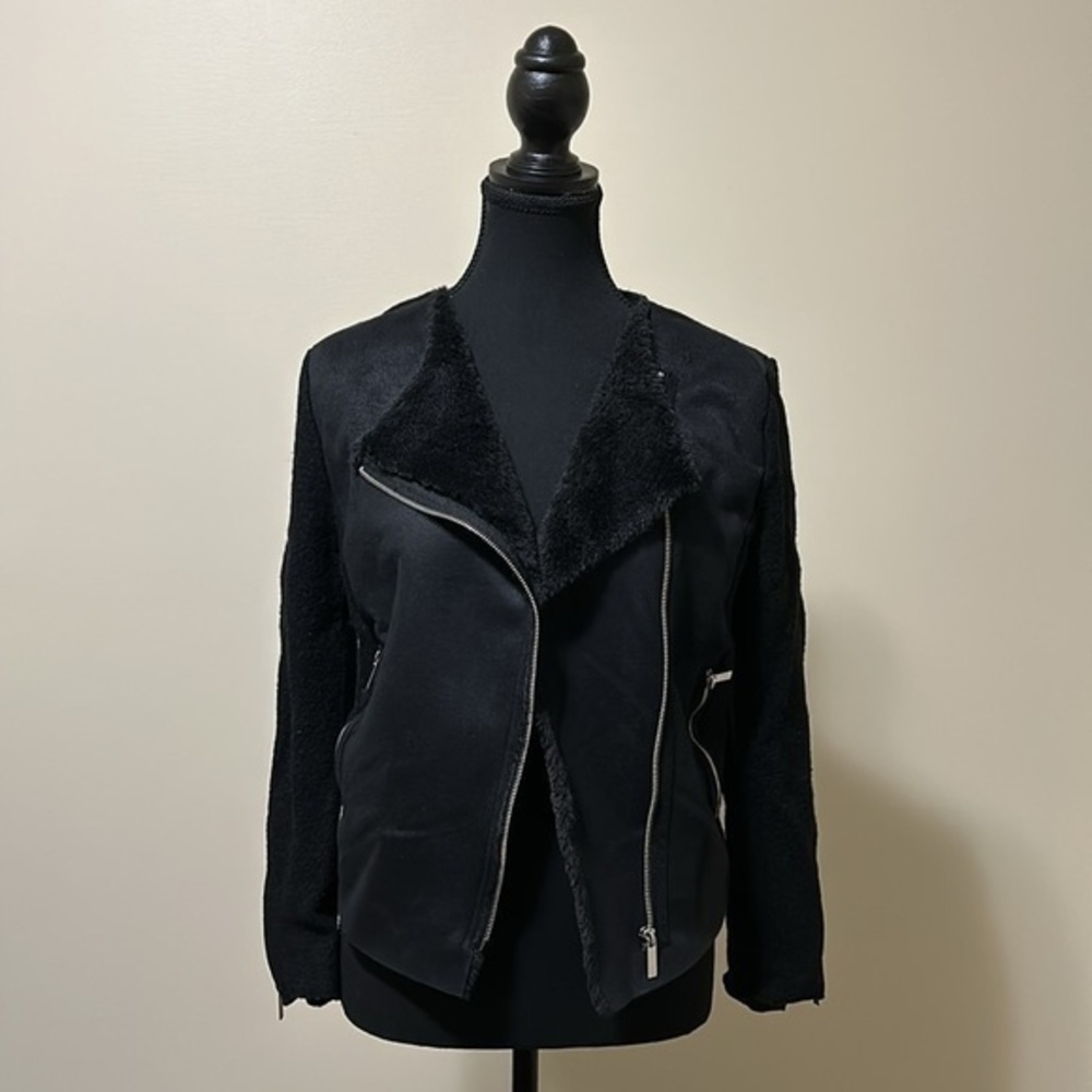 Black TAPE Black Zip Up Wool Blazer Jacket